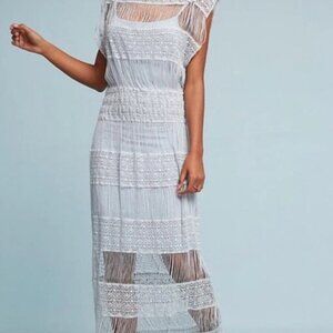 Callahan Crochet Fringe Maxi Dress Pastel Blue
